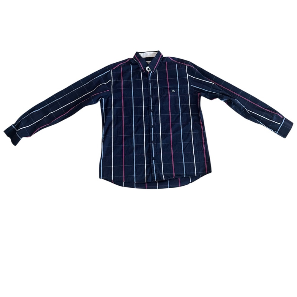 Lacoste Blue, Pink, and White Casual Button Down Shirt - Size 41